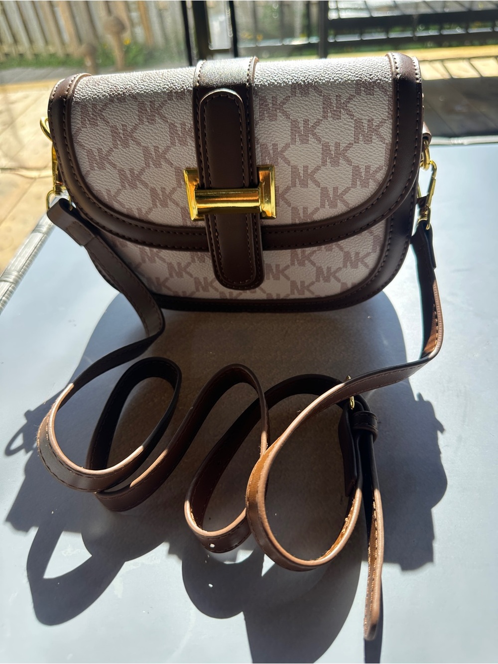 Michael Kors Brown and Cream Signature Crossbody Satchel